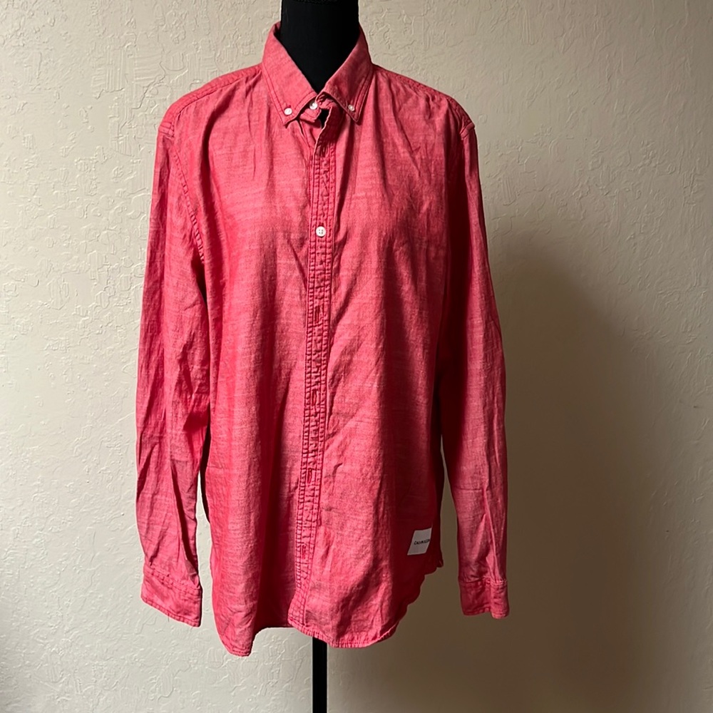 Calvin Klein Jeans Men's Coral Button-Down Shirt